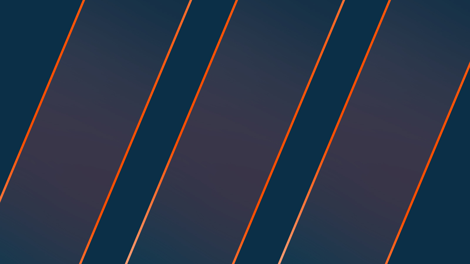 Dark blue background featuring multiple diagonal orange-bordered stripes.