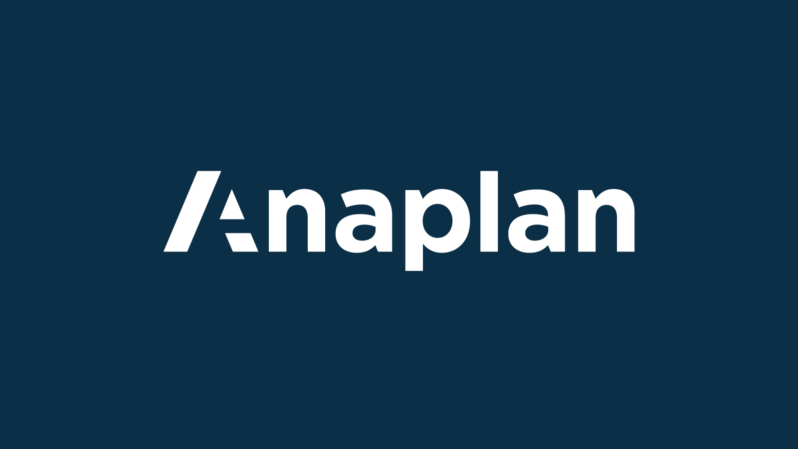 Anaplan logo displayed on a solid dark blue background.