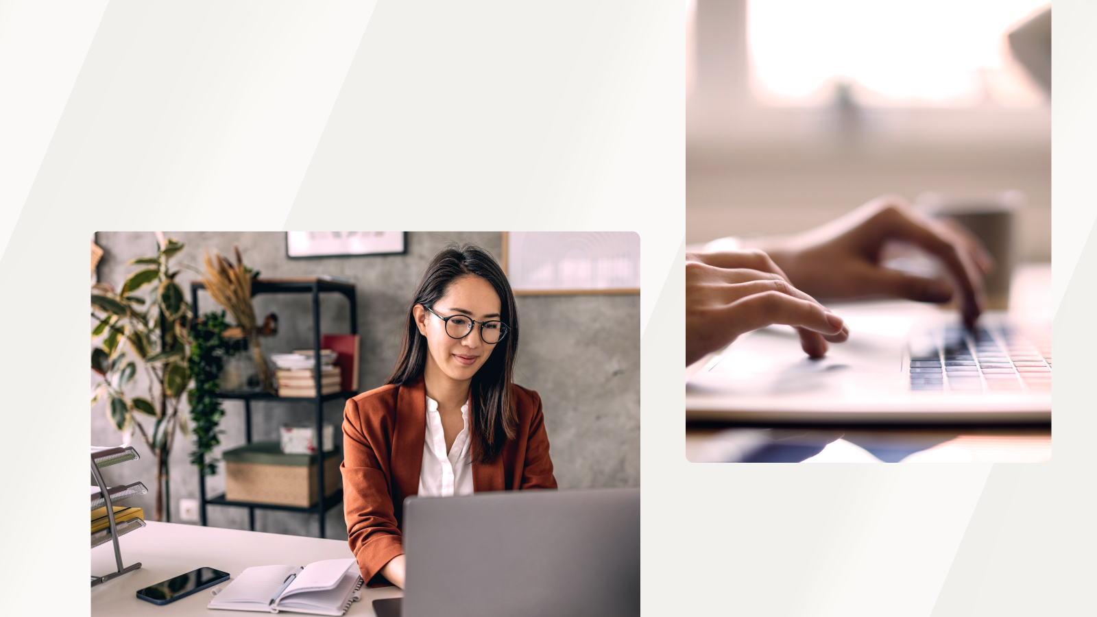 Woman working on a laptop in an office