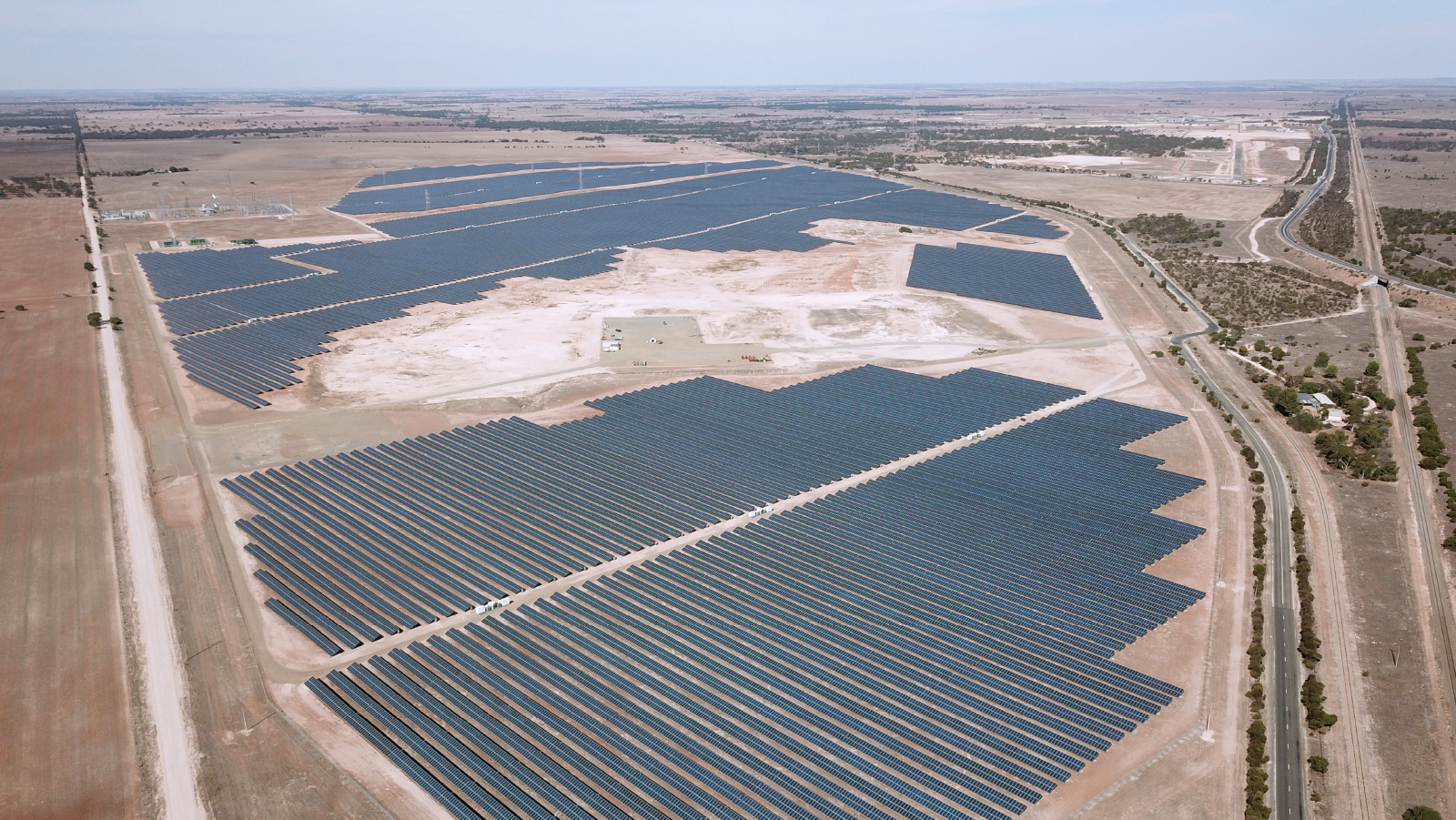 Aerial shot of solar panels