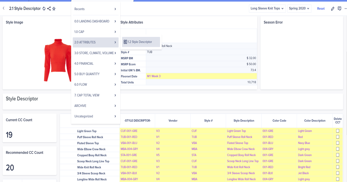 The conceptual assortment planning module offers a user-friendly platform for assortment development.